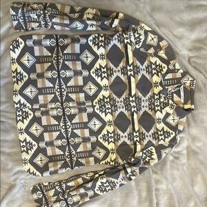 Woolrich Gray and Cream Bomber Jacket with Geometric Design